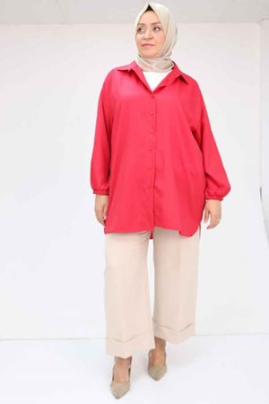 58068 Büyük Beden Erkek Yakalı Gömlek - Kırmızı