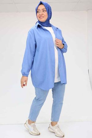 58068 Büyük Beden Erkek Yakalı Gömlek - İndigo