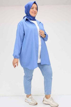 58068 Büyük Beden Erkek Yakalı Gömlek - İndigo