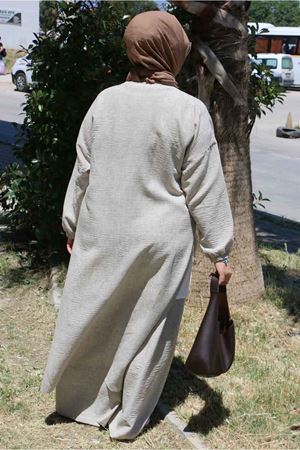 F-57026 Büyük Beden Mostralı Pantolonlu Etamin Takım - Haki