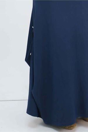 55001 Büyük Beden Yanı Düğmeli Penye Etek - Lacivert