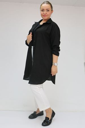 59009 Büyük Beden Beli Lastikli Duble Paça Pantolon - Ekru