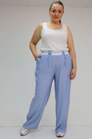 59007 Büyük Beden Kemeri Ribana Detaylı Xons Kot Pantolon - Mavi