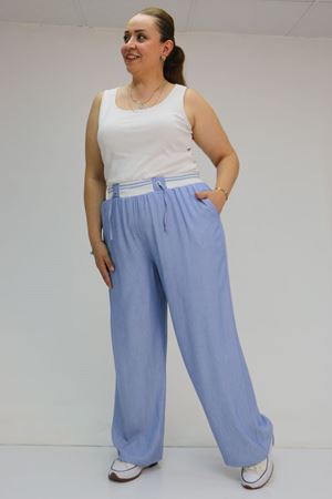 59007 Büyük Beden Kemeri Ribana Detaylı Xons Kot Pantolon - Mavi