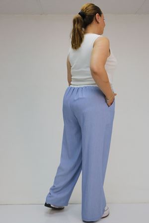 59007 Büyük Beden Kemeri Ribana Detaylı Xons Kot Pantolon - Mavi