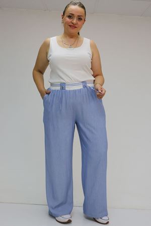 59007 Büyük Beden Kemeri Ribana Detaylı Xons Kot Pantolon - Mavi