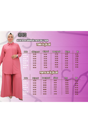 47073 Büyük Beden Bürümcük Pantolonlu Takım - Saks