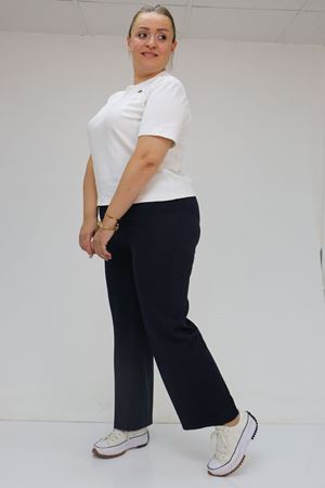 59010 Büyük Beden Beli Düğmeli Double Pantolon - Lacivert