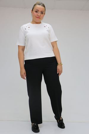 59010 Büyük Beden Beli Düğmeli Double Pantolon - Siyah