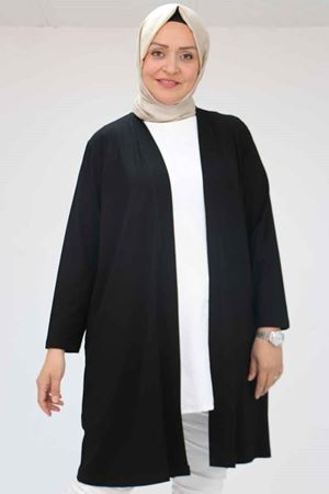 43008 Büyük Beden Penye Ceket - Siyah