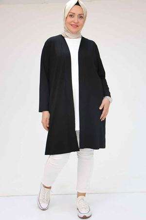 43008 Büyük Beden Penye Ceket - Siyah