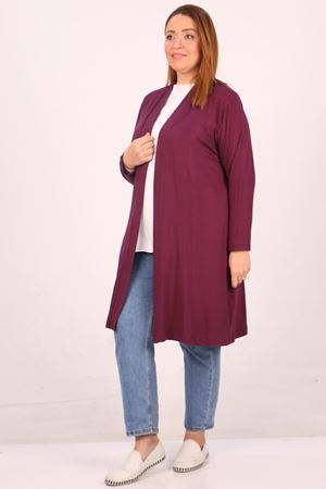 43008 Büyük Beden Penye Ceket-Mürdüm