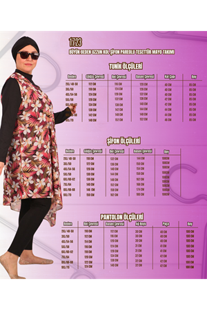 1723 Büyük Beden Uzun Kol Şifon Pareolu Tesettür Mayo Takım - Damla Desen Saks