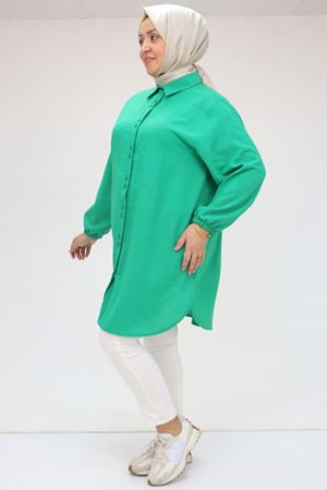 58030 Büyük Beden Erkek Yakalı Keten Gömlek Tunik - Beneton