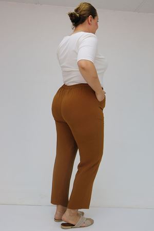 59015 Büyük Beden Borupaça Krep Pantolon - Hardal