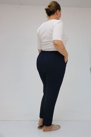 59015 Büyük Beden Borupaça Krep Pantolon - Lacivert