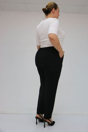 59015 Büyük Beden Borupaça Krep Pantolon - Siyah