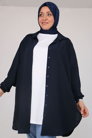 58505 Büyük Beden Yakası Ribanalı Suprem Tişört - Beyaz