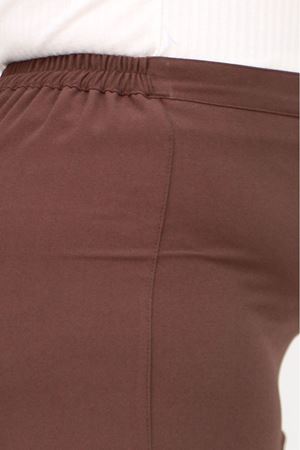 59016 Büyük Beden Beli Düğmeli Krep Pantolon - Kahve