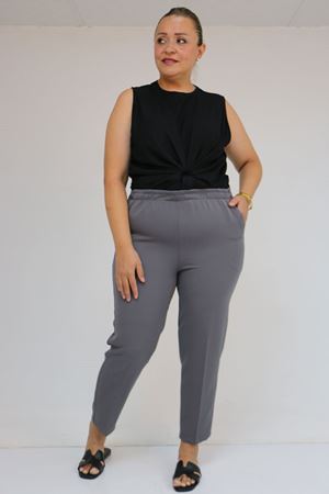 59018 Büyük Beden Boru Paça Double Kumaş Pantolon - Gri