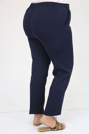 59018 Büyük Beden Boru Paça Double Kumaş Pantolon - Lacivert