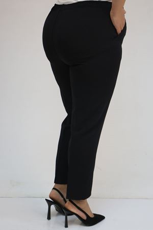 59018 Büyük Beden Boru Paça Double Kumaş Pantolon - Siyah