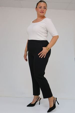 59018 Büyük Beden Boru Paça Double Kumaş Pantolon - Siyah