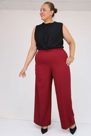 59017 Büyük Beden Beli Lastikli Bolpaça Pantolon - Bordo