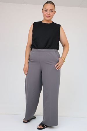 59017 Büyük Beden Beli Lastikli Bolpaça Pantolon - Gri