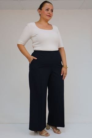 59017 Büyük Beden Beli Lastikli Bolpaça Pantolon - Lacivert
