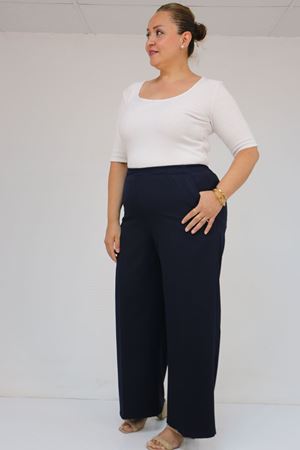 59017 Büyük Beden Beli Lastikli Bolpaça Pantolon - Lacivert