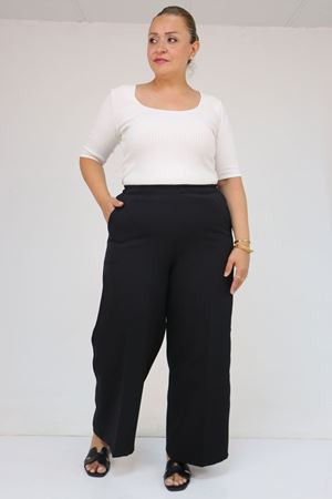 59017 Büyük Beden Beli Lastikli Bolpaça Pantolon - Siyah