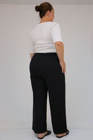 59017 Büyük Beden Beli Lastikli Bolpaça Pantolon - Siyah