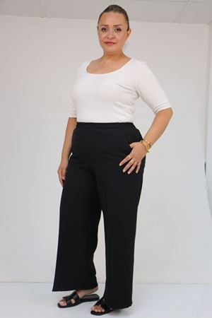 59017 Büyük Beden Beli Lastikli Bolpaça Pantolon - Siyah