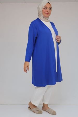 43008 Büyük Beden Penye Ceket - Saks