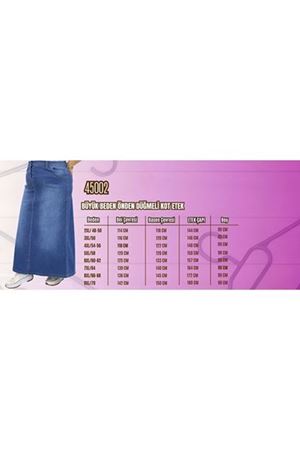 F-45008-2 Büyük Beden Önden Düğmeli Kar Yıkama Kot Etek - Soğuk Mavi