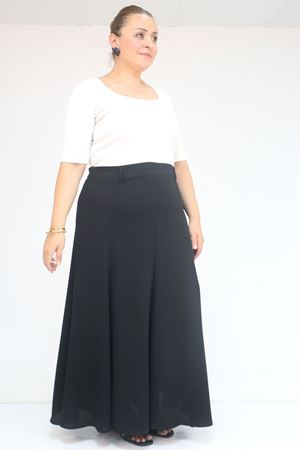 55002 Büyük Beden Kemerli Yandan Fermuarlı Etek - Siyah