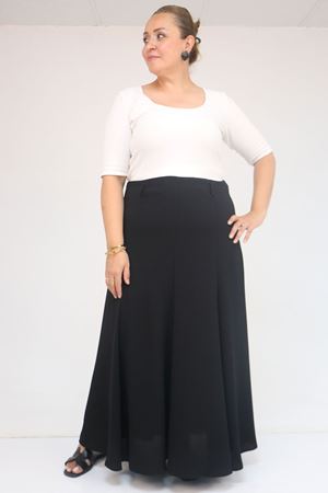 55002 Büyük Beden Kemerli Yandan Fermuarlı Etek - Siyah