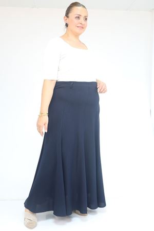 55002 Büyük Beden Kemerli Yandan Fermuarlı Etek - Lacivert