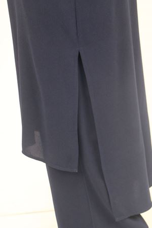 57029 Büyük Beden Yarım Patlı Yırtmaçlı Pantolonlu Takım - Lacivert