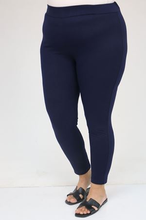 59501 Büyük Beden Penye Tayt - Koyu Lacivert