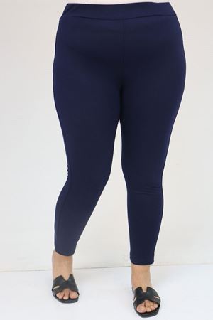 59501 Büyük Beden Penye Tayt - Koyu Lacivert