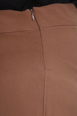 59011 Büyük Beden Pervaz Kemerli Yandan Fermuarlı Krep Pantolon - Kahve