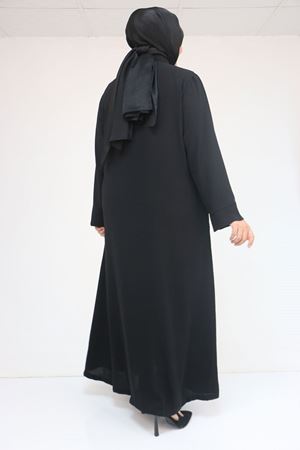 56017 Büyük Beden Taş İşleme Detaylı Krep Ferace - Siyah