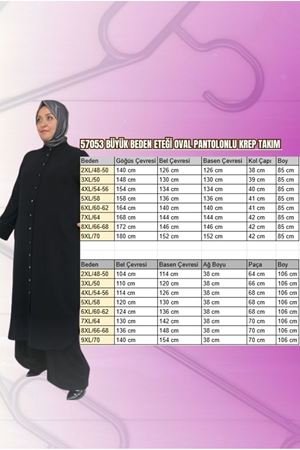 57053 Büyük Beden Eteği Oval Pantolonlu Krep Takım - Vizon