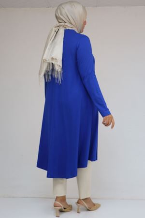 28016 Büyük Beden Penye Mevlana Tunik - Saks