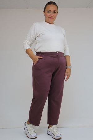 59013 Büyük Beden Arkası Lastikli Cepli Modal Pantolon - Gül Kurusu