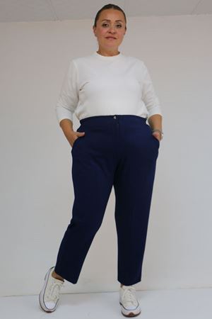 59013 Büyük Beden Arkası Lastikli Cepli Modal Pantolon - İndigo