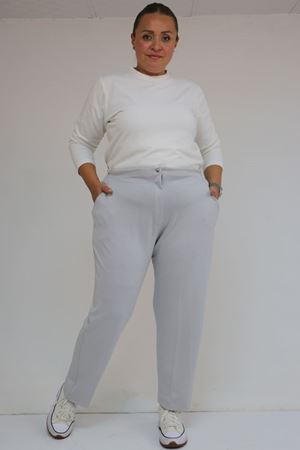 59013 Büyük Beden Arkası Lastikli Cepli Modal Pantolon - Gri