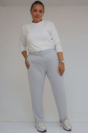 59013 Büyük Beden Arkası Lastikli Cepli Modal Pantolon - Gri